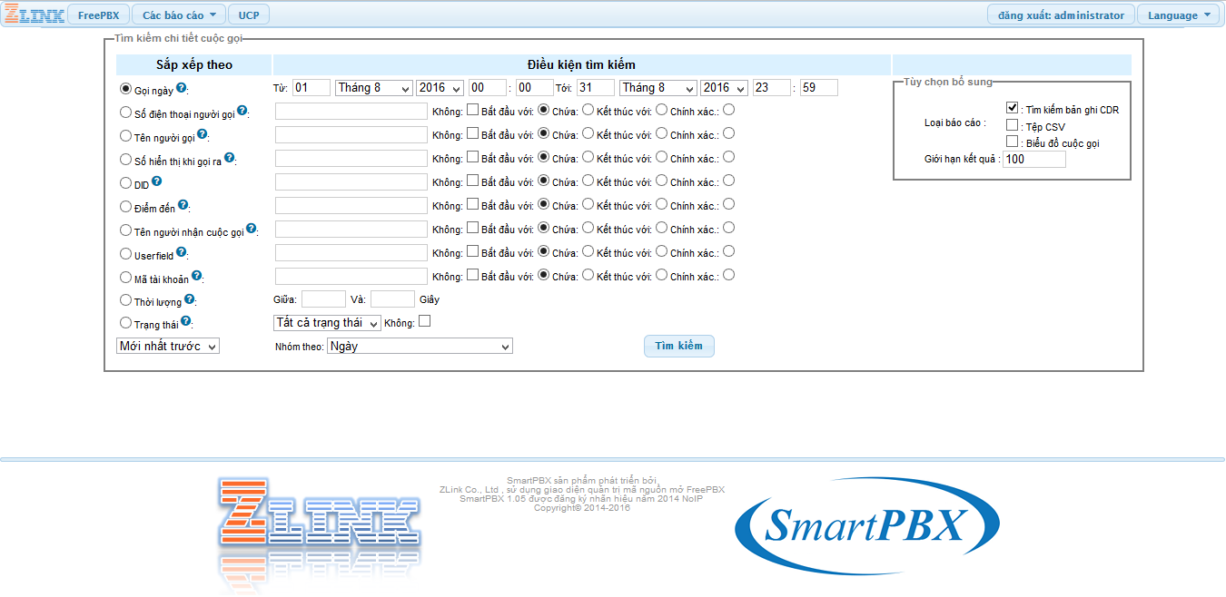 SmartPBX Call Details Report