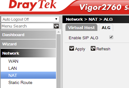VoIP VN - Draytek Vigor 2760 - SIP ALG