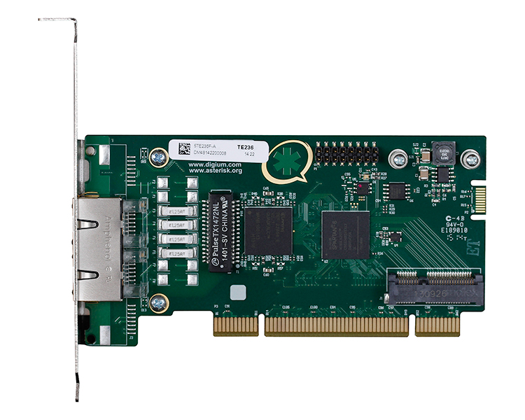 Digium TE236 Two Span Digital T1/E1/J1/PRI PCI 3.3V/5.0V Card (1TE236F)