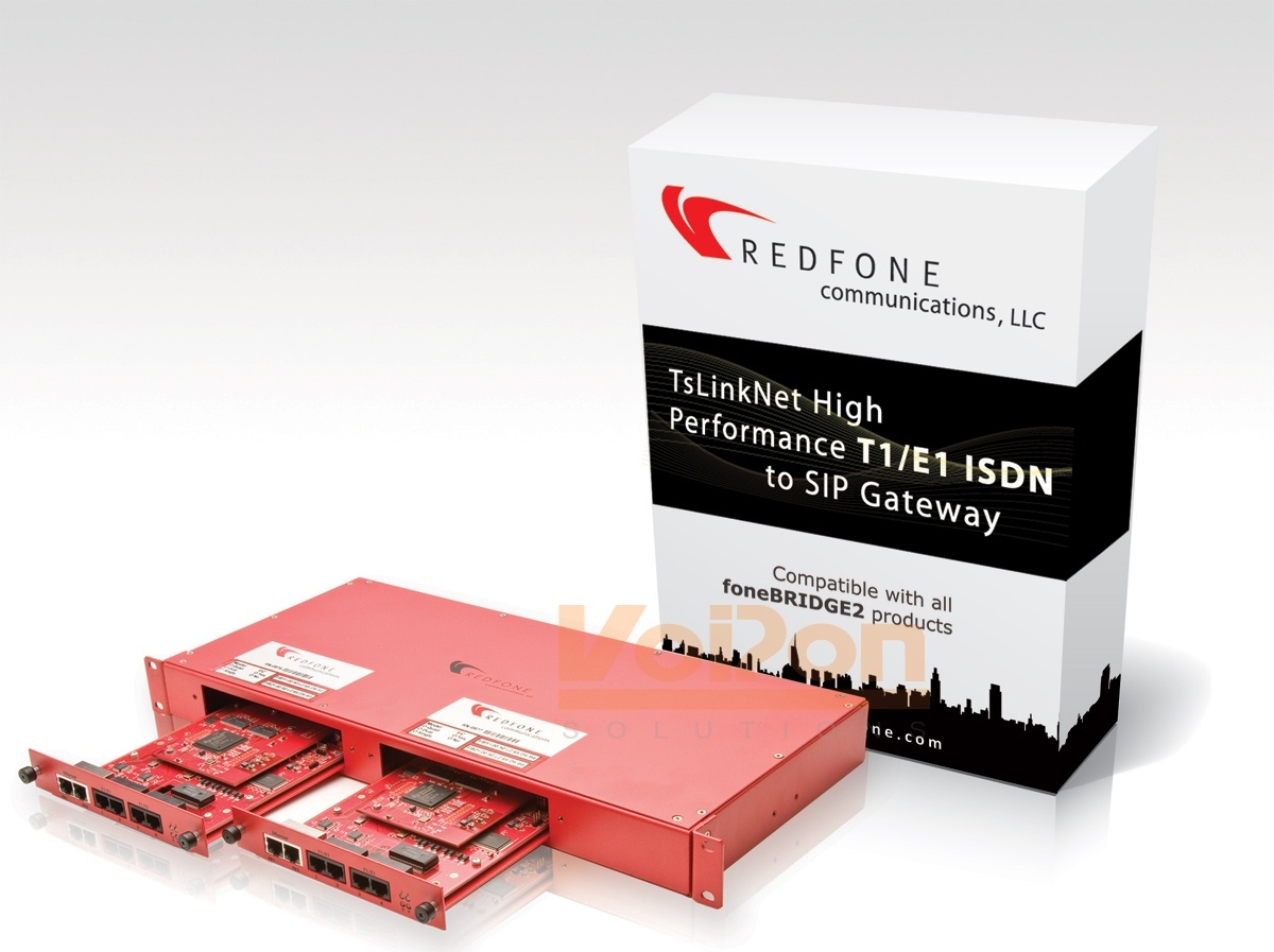 Redfone TsLinkNet High Performance Octal T1 / E1 ISDN to SIP Gateway (TSLINK-750-6000-EC)