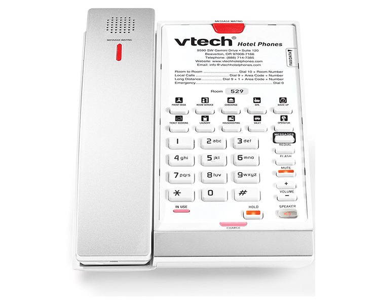 VTech CTM-S2411 1-Line SIP Hotel Phone - Silver & Pearl (80-H0AS-08-000)